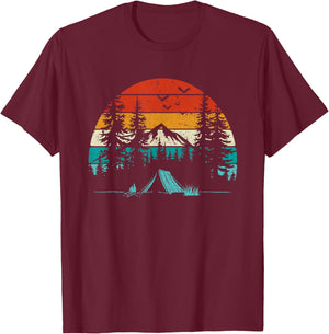 Retro Camping Adventure Wanderlust Nature Outdoors Hiking T-Shirt - T-Shirt | Maroon