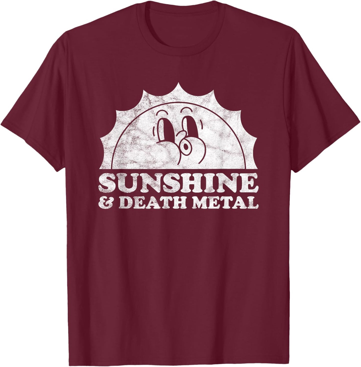 Sunshine and Death Metal Retro Vintage Sun Men Women T-Shirt - T-Shirt | Maroon
