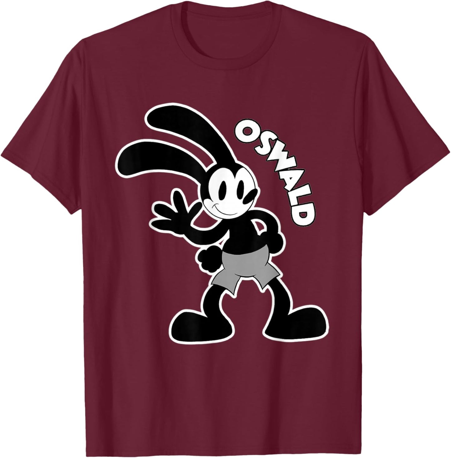 Oswald Rabbit Waving Bunny T-Shirt - T-Shirt | Maroon