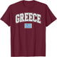 Greece Flag Greek Letters Travel Style Design T-Shirt - T-Shirt | Maroon
