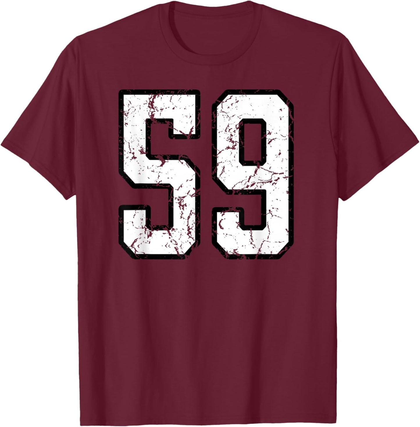 White and Black Sports Number 59 Jersey Uniform Player T-Shirt - T-Shirt | Maroon