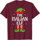 Italian Elf Xmas Family Matching Elf Squad Christmas T-Shirt - T-Shirt | Maroon