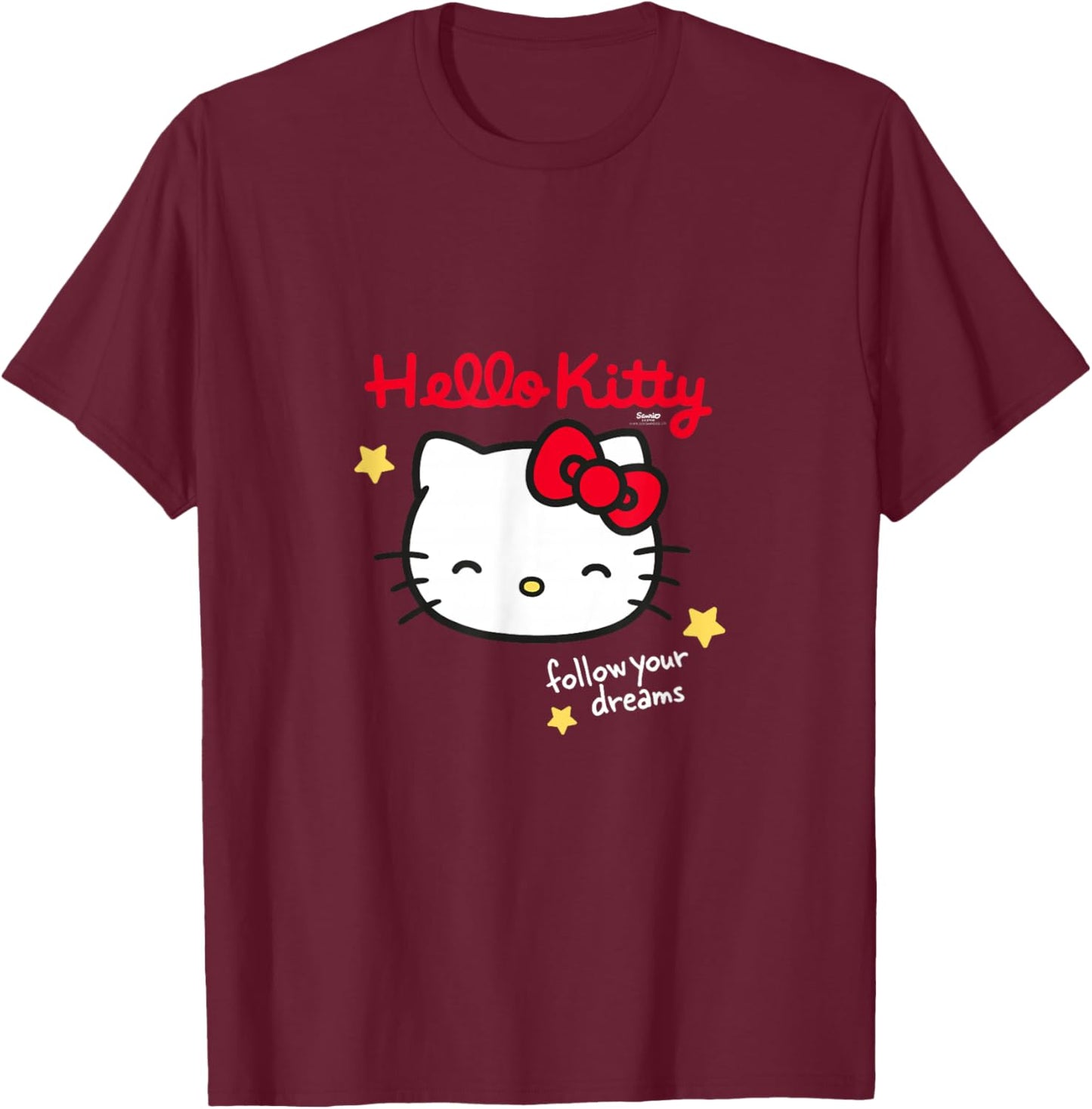 Hello Kitty Character Follow Your Dreams , black, S T-Shirt - T-Shirt | Maroon