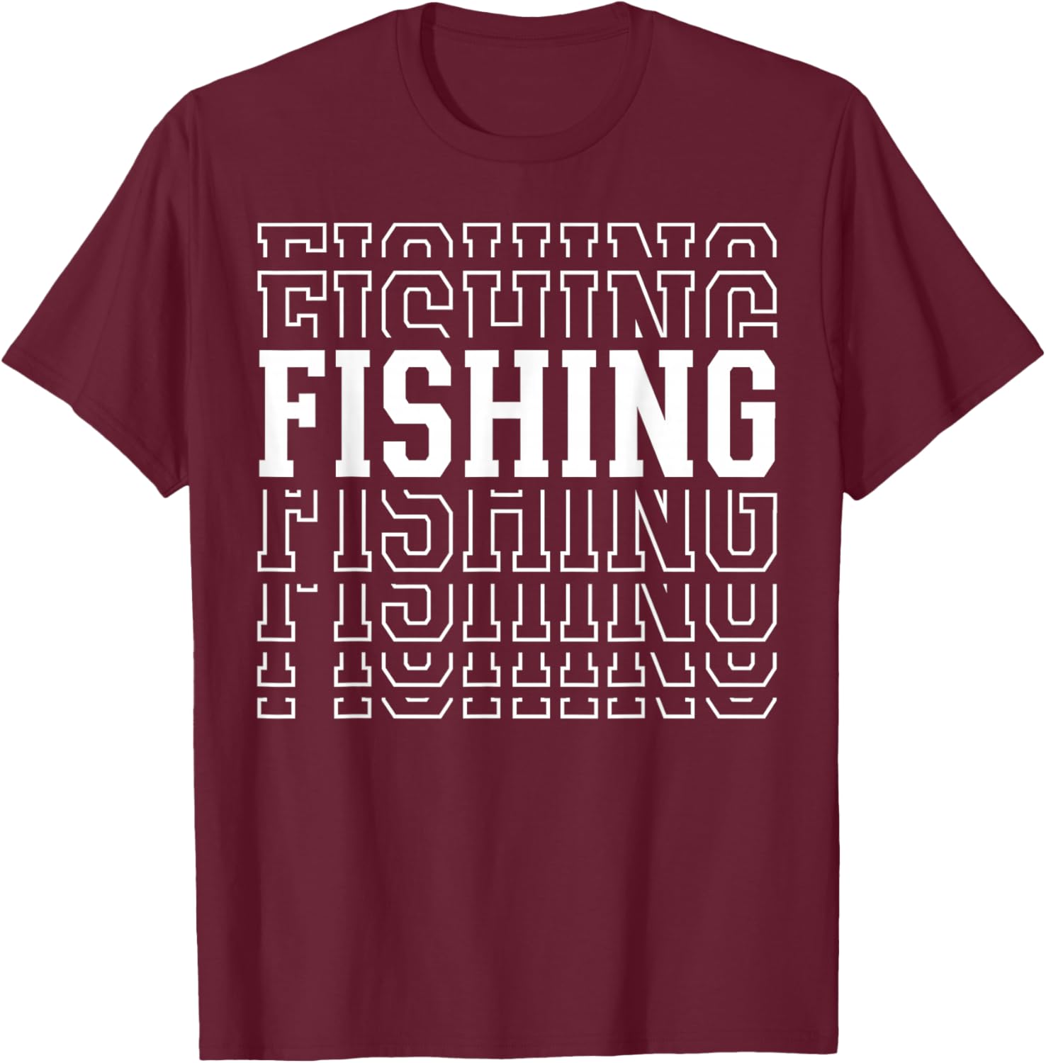 Fishing Funny Layered Text Fisherman Fisher Youth T-Shirt - T-Shirt | Maroon