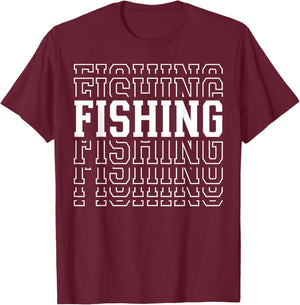 Fishing Funny Layered Text Fisherman Fisher Youth T-Shirt - T-Shirt | Maroon