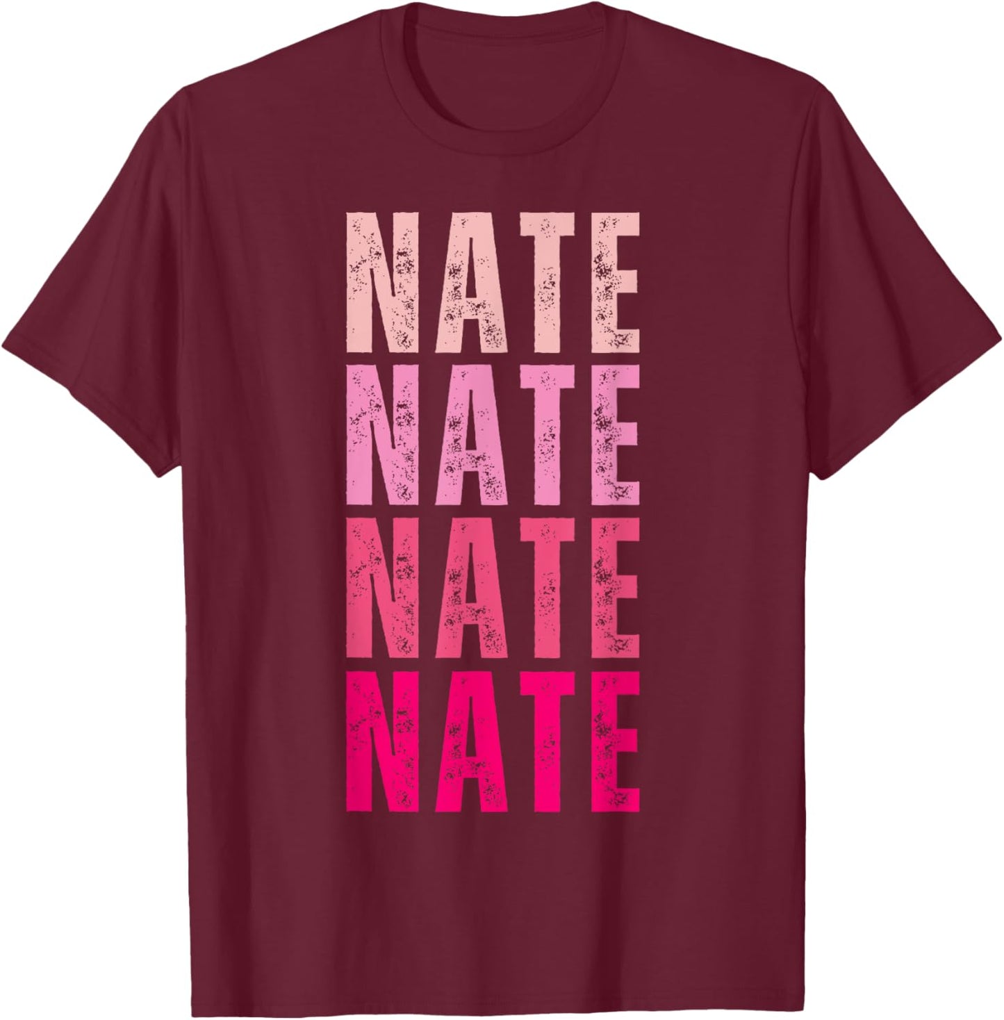 Nate Personalized Name I Love Nate Vintage T-Shirt - T-Shirt | Maroon