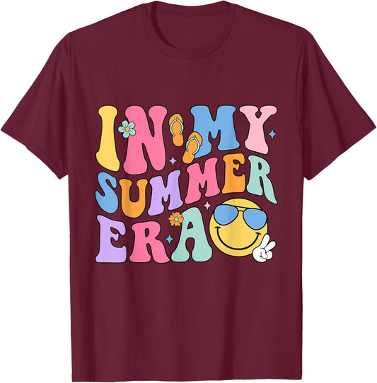 Funny In My Summer Break Era Fun Last Day Of School Teacher Women Girls Kids T-Shirt - T-Shirt | Maroon