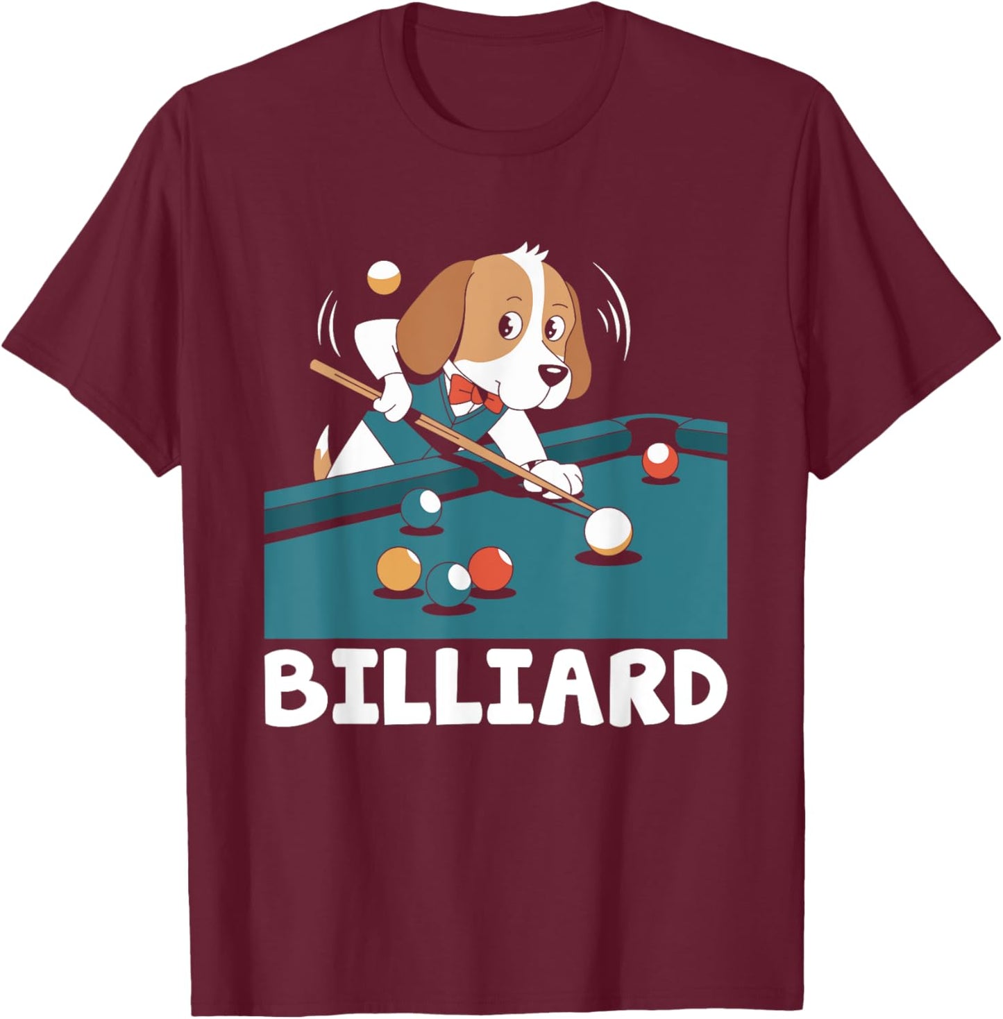 Beagle Playing Dog Billiard Pool Sports Athlete Game Kids T-Shirt - T-Shirt | Maroon