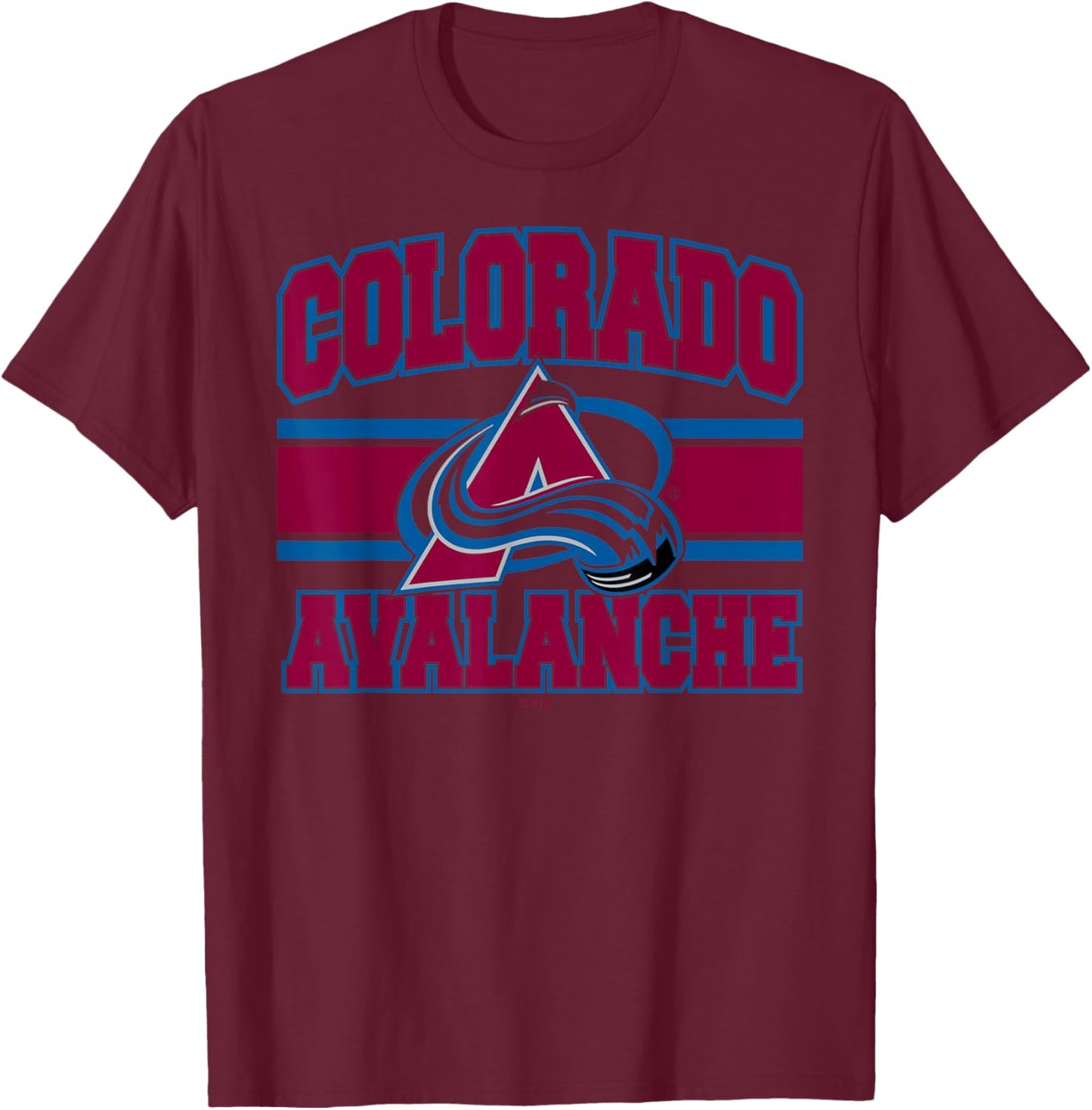 Colorado Avalanche Stripe White Officially Licensed T-Shirt - T-Shirt | Maroon