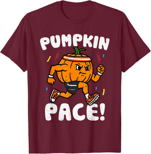 Pumpkin Pace Running Halloween Fall Run Costume Funny T-Shirt - T-Shirt | Maroon