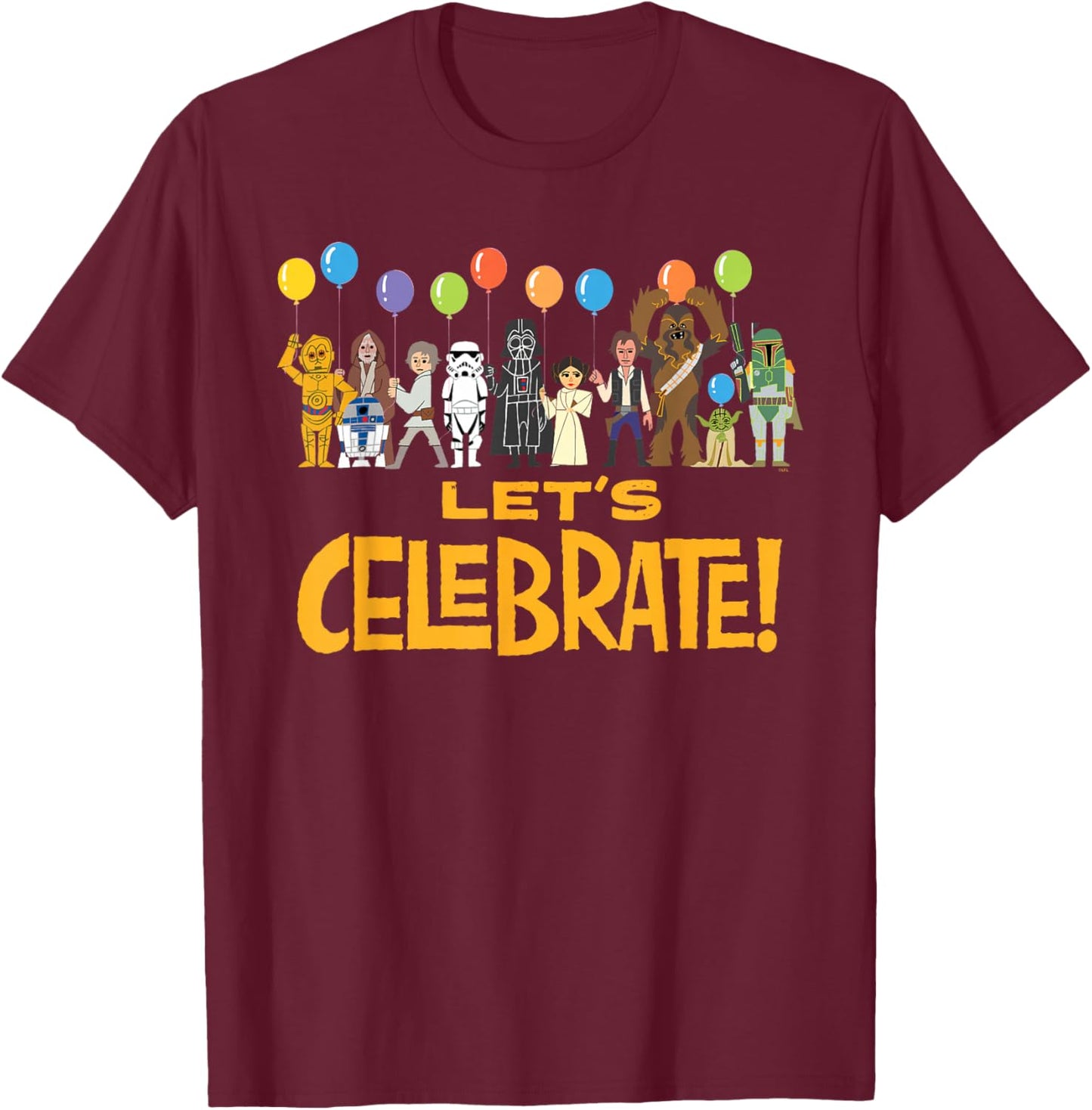 Star Wars Let's Celebrate! Classic Characters Party Matching T-Shirt - T-Shirt | Maroon