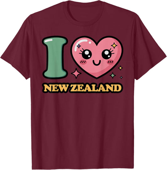 I Love New Zealand T-Shirt - T-Shirt | Maroon