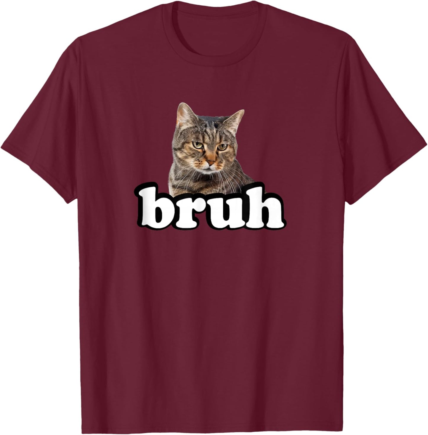 Bruh Bro Kids Brown Tabby Cat Lover T-Shirt - T-Shirt | Maroon