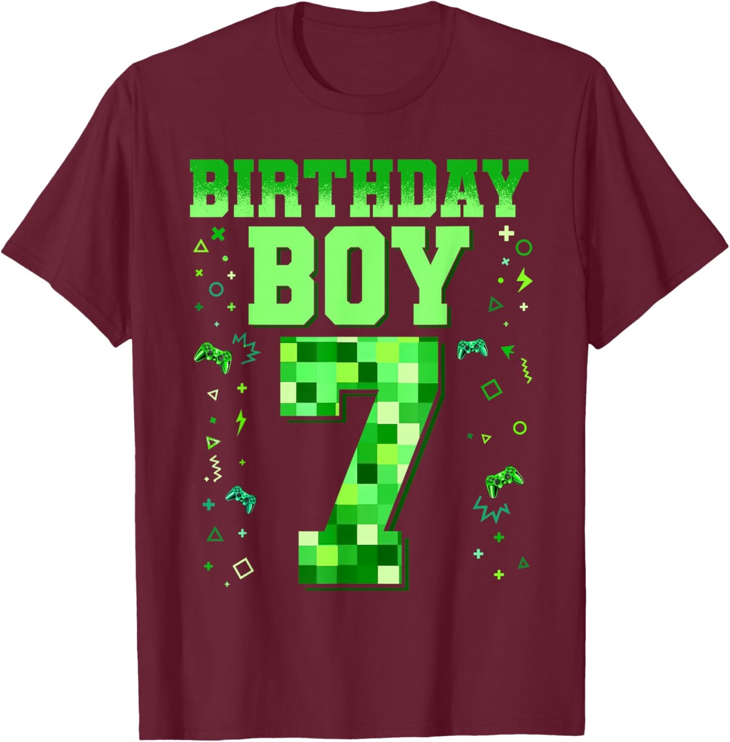 Birthday Boy Shirt It's My 7th Birthday Video Game T-Shirt - T-Shirt | Maroon
