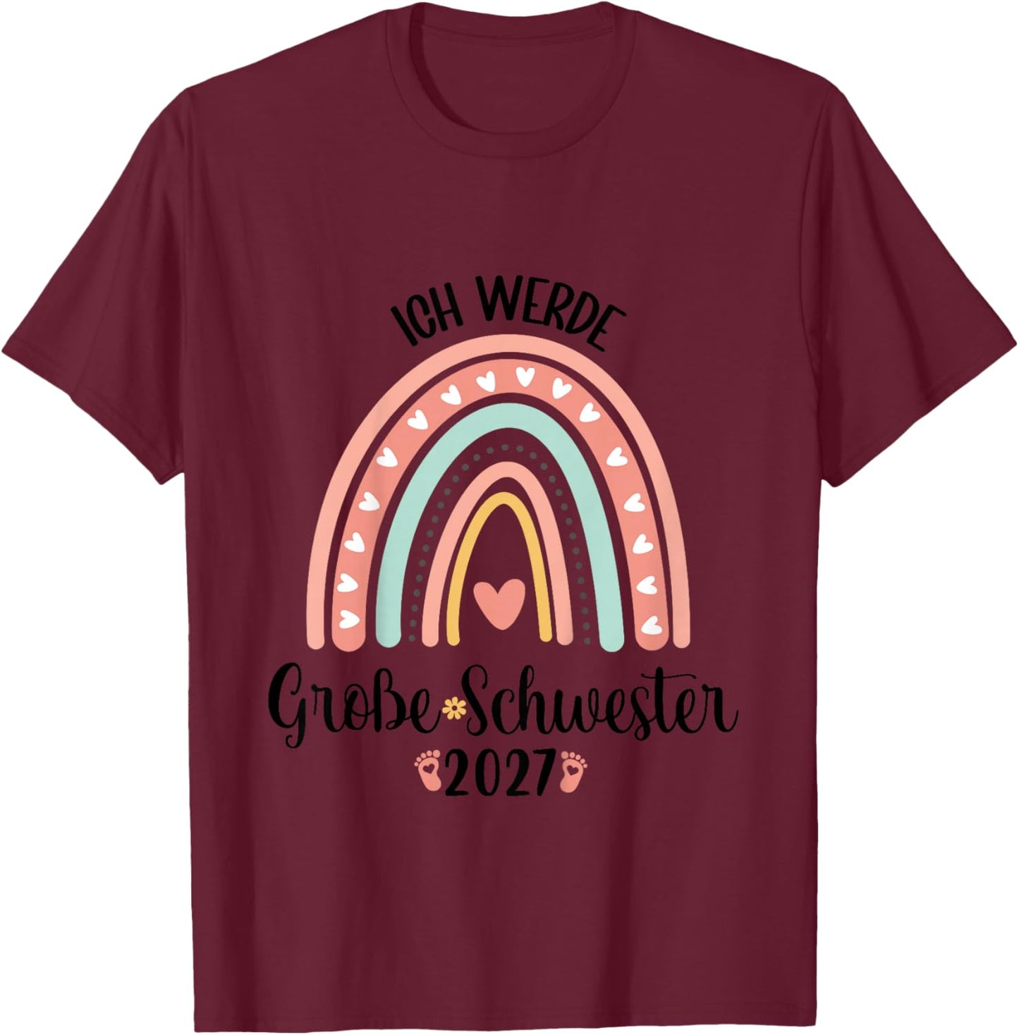 Kinder Ich Werde Große Schwester 2027 Große Schwester Cute T-Shirt - T-Shirt | Maroon
