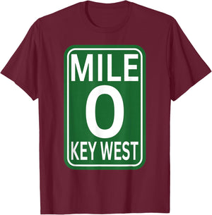 Mile marker Key West FL.mile zero route sing 2025 T-Shirt - T-Shirt | Maroon