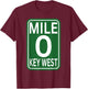 Mile marker Key West FL.mile zero route sing 2025 T-Shirt - T-Shirt | Maroon