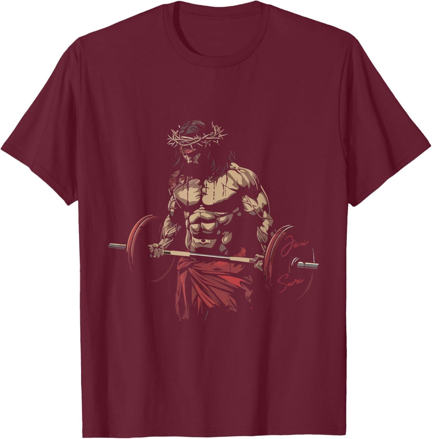Jesus The Ultimate Deadlifter Christian Gym Workout Jesus T-Shirt - T-Shirt | Maroon