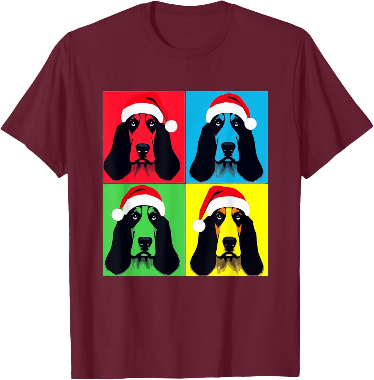 Merry Xmas Bassett Hound Dog Christmas Women Kids T-Shirt - T-Shirt | Maroon