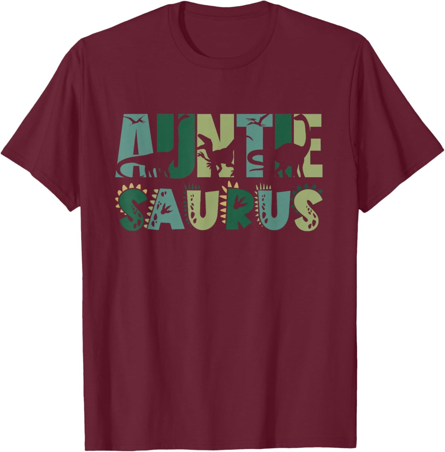 Auntie Saurus Matching Family Birthday Dinosaur Men Women T-Shirt - T-Shirt | Maroon