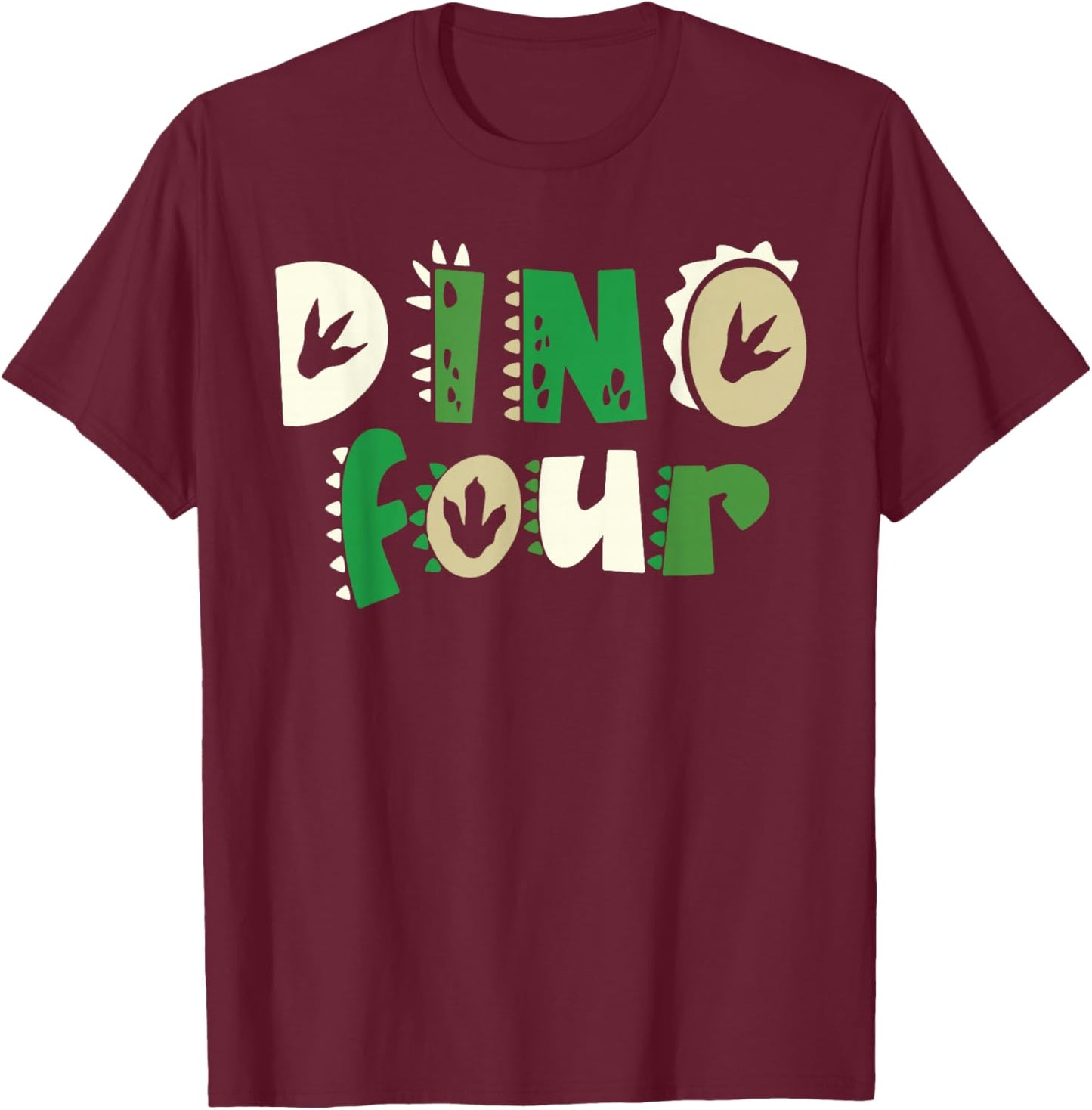 Dino Four Birthday Dinosaur 4th Birthday Matching Family T-Shirt - T-Shirt | Maroon
