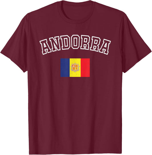 Andorra Flag Vintage Distressed Retro Heritage Design T-Shirt - T-Shirt | Maroon