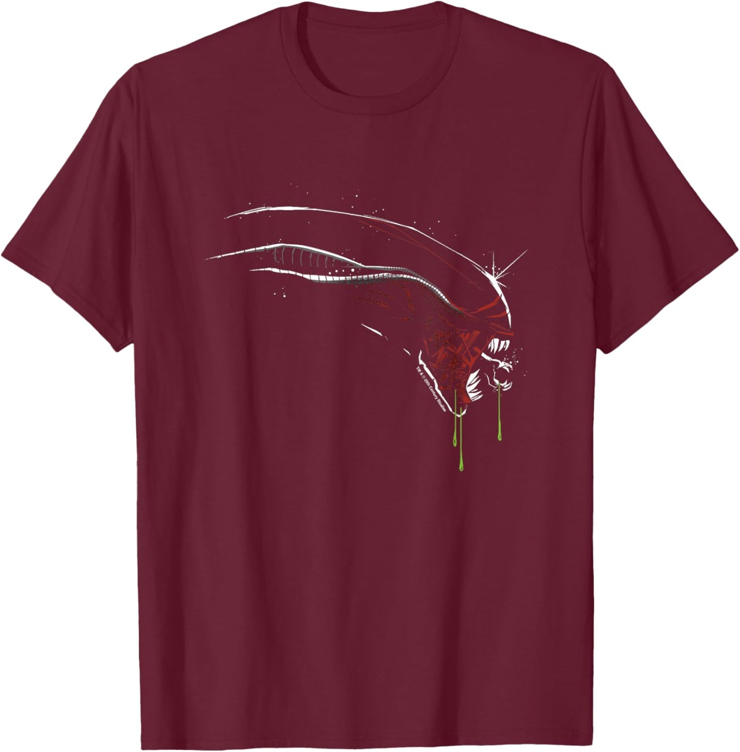 Alien: Romulus Xenomorph Distressed Red Glow Profile T-Shirt - T-Shirt | Maroon