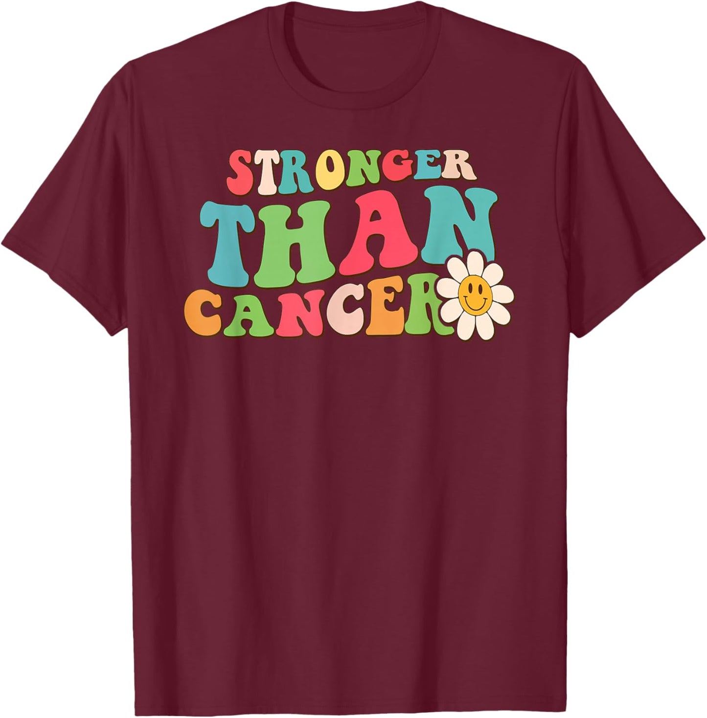 Stronger Than Cancer Retro Awareness T-Shirt - T-Shirt | Maroon