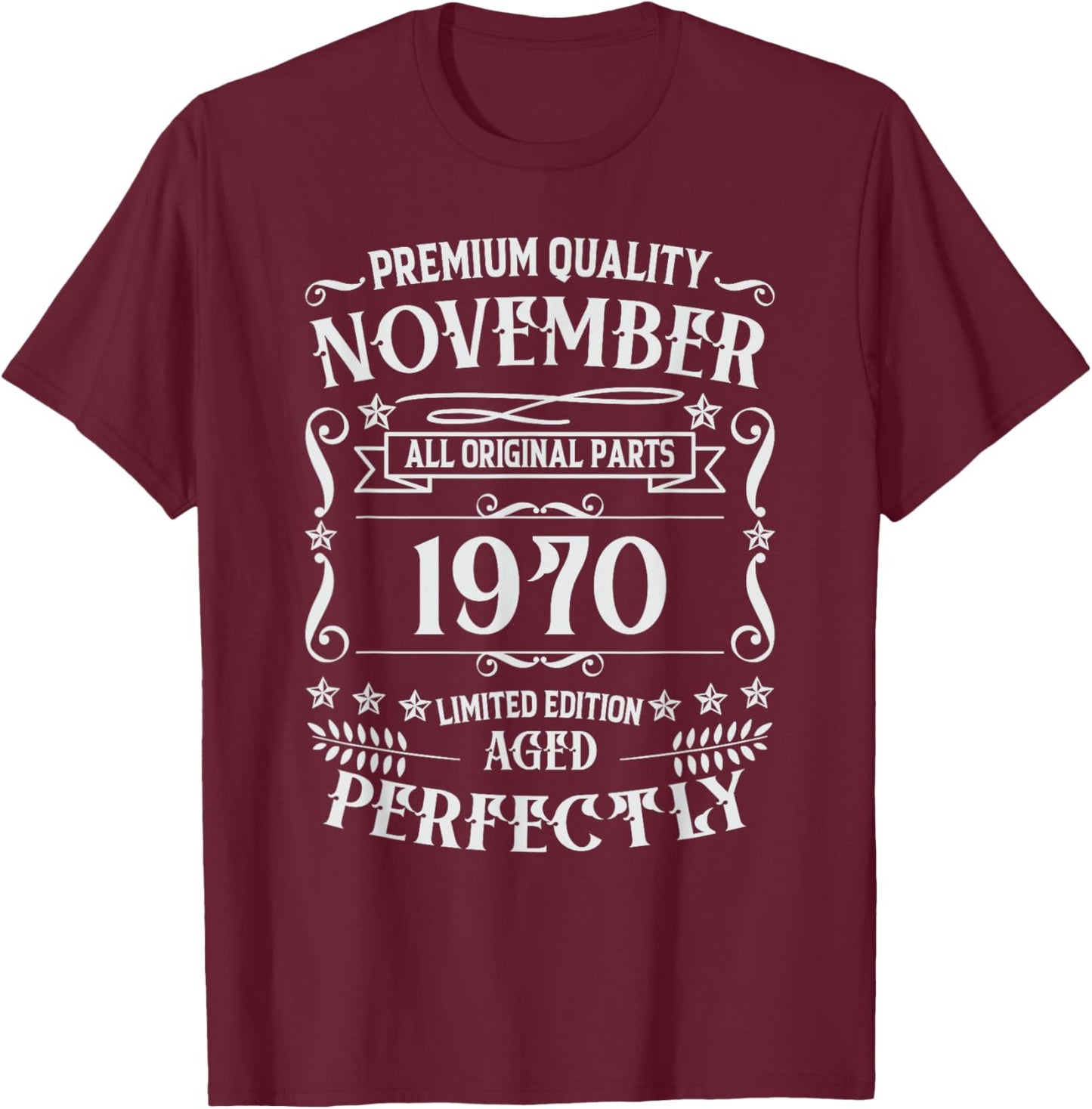 54th Birthday Legends Were Born In November 1970 T-Shirt - T-Shirt | Maroon