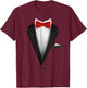 Bow Tie Tuxedo Wedding Special Occasion T-Shirt - T-Shirt | Maroon