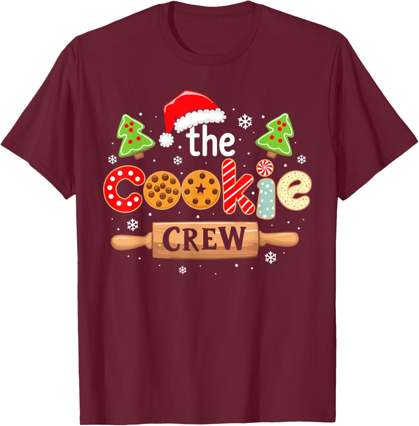 The Cookie Crew Christmas Baking Cookie Lover Kids Women T-Shirt - T-Shirt | Maroon