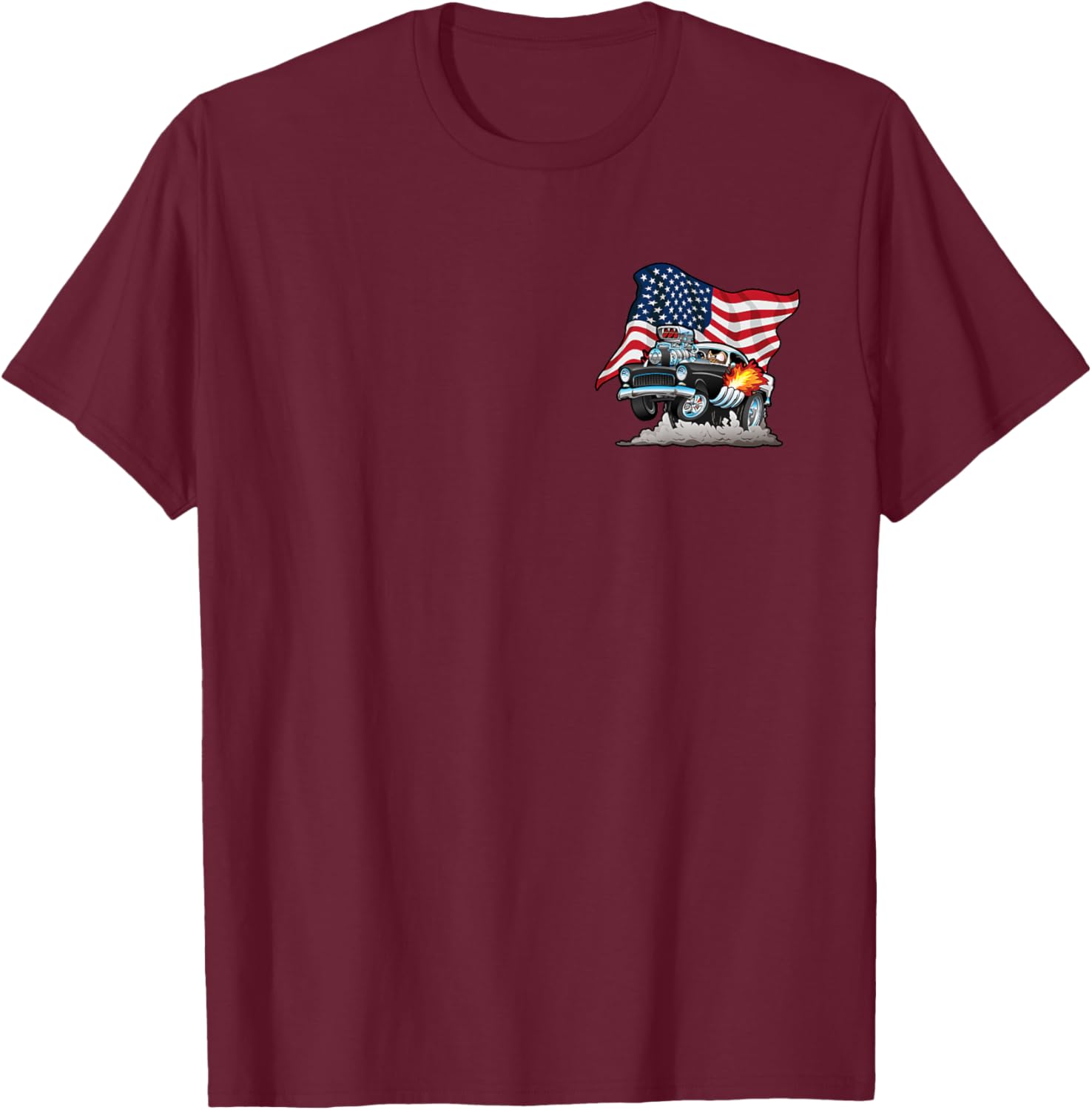 Car Crazy! Muscle Cars Classic Cars Hotrods Cartoon T-Shirt - T-Shirt | Maroon