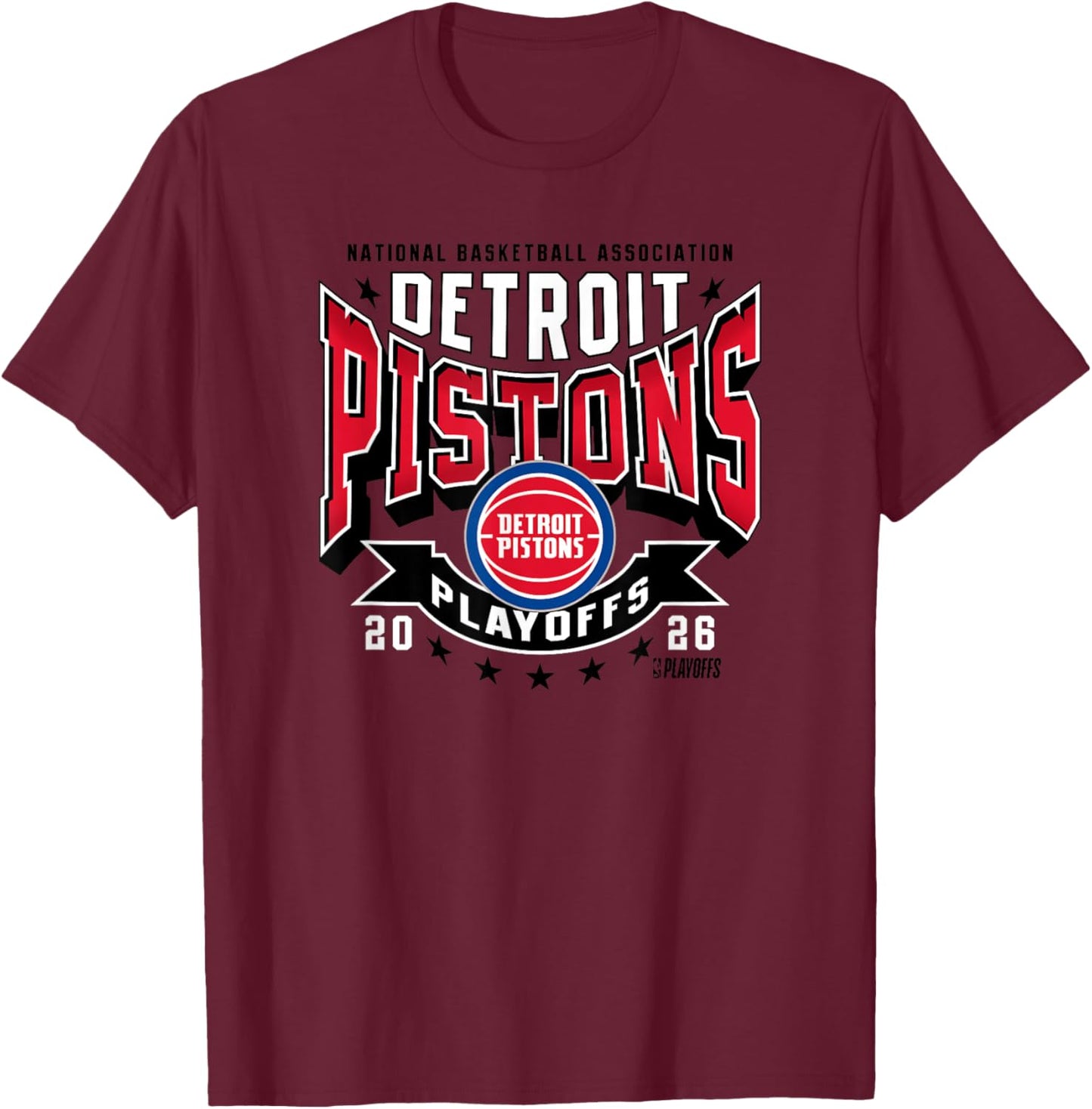 NBA Official 2026 Playoffs Detroit Pistons Next T-Shirt - T-Shirt | Maroon