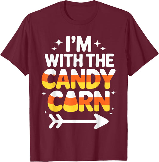 I'm with The Candy Corn Shirt Adult Kids Men Women Costume T-Shirt - T-Shirt | Maroon