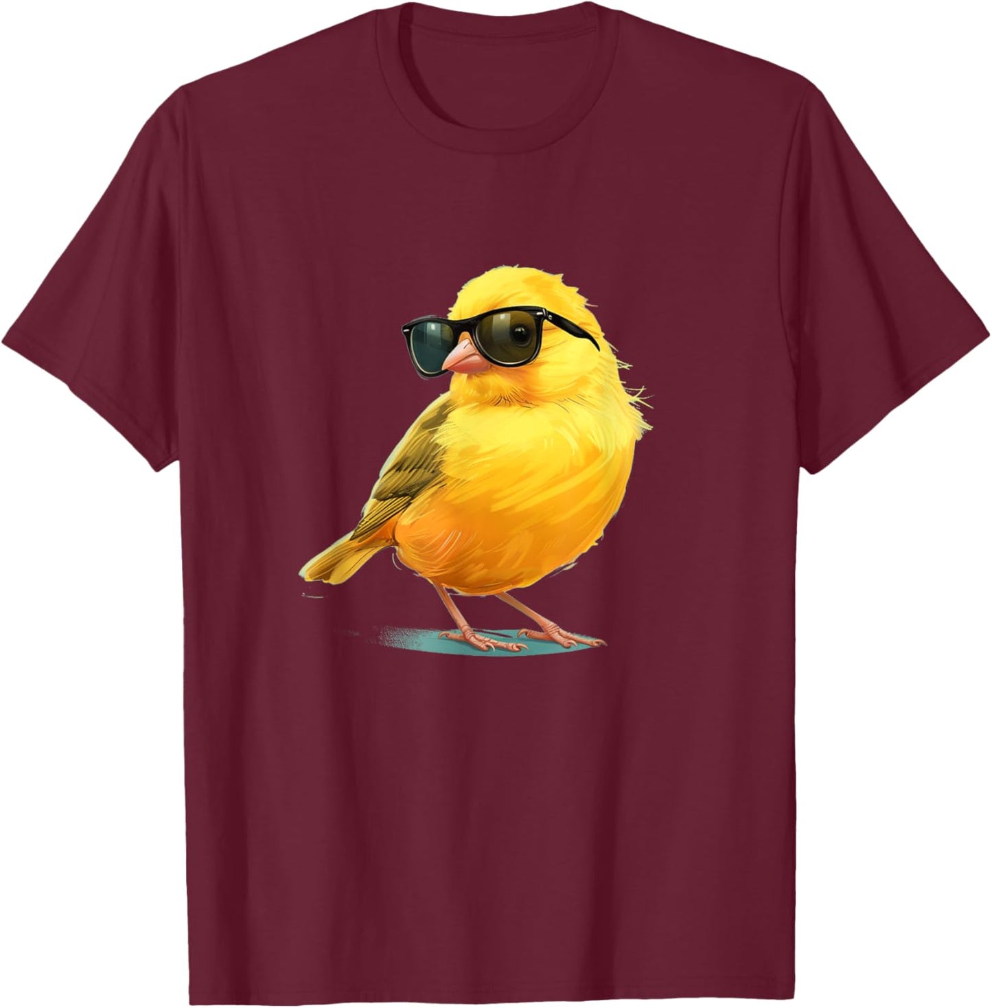 Cute yellow Bird with Sunglasses T-Shirt - T-Shirt | Maroon