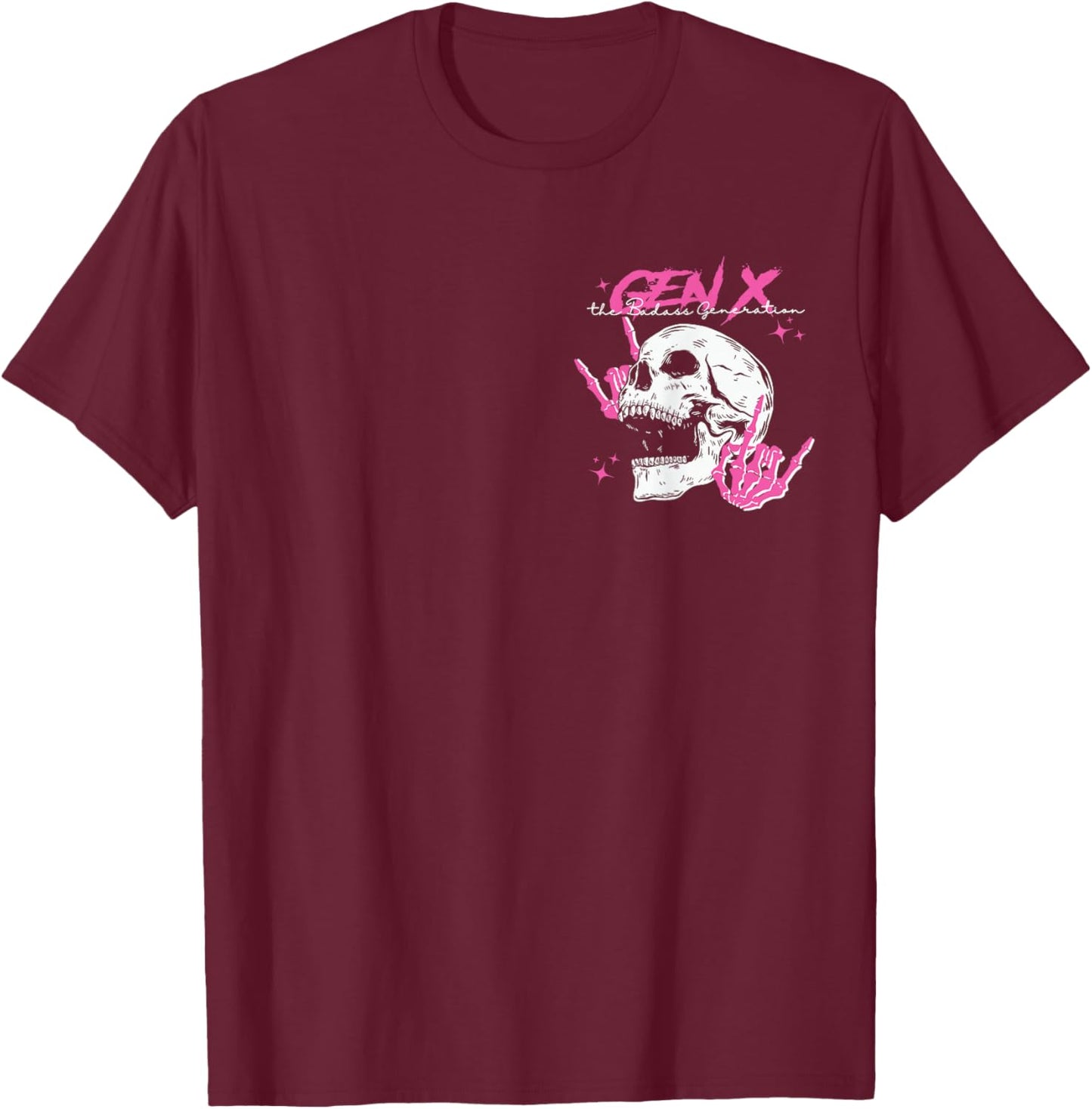 Retro Gen X The Badass-Generation Skeleton Xennial 2 Sided T-Shirt - T-Shirt | Maroon