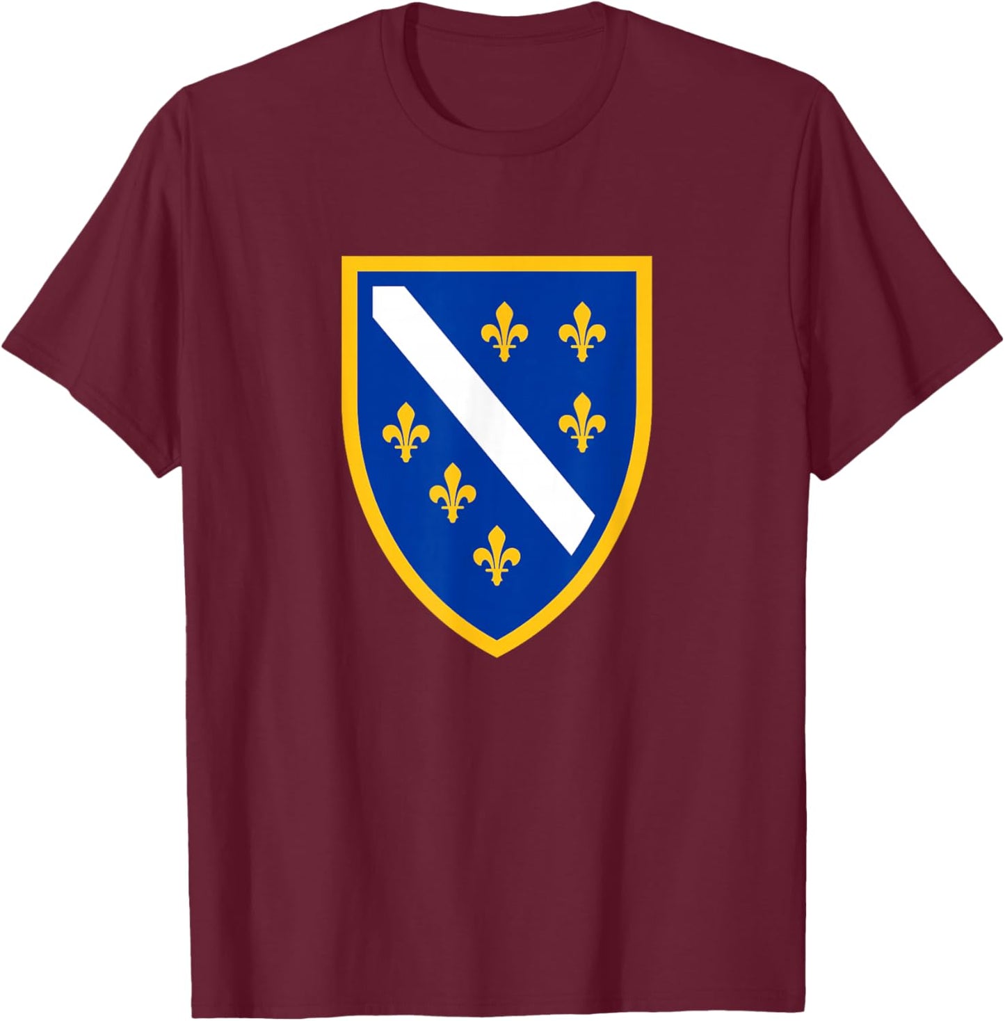 Bosnian Flag BiH Shield Bosnia and Herzegovina Bosna Bosniak T-Shirt - T-Shirt | Maroon
