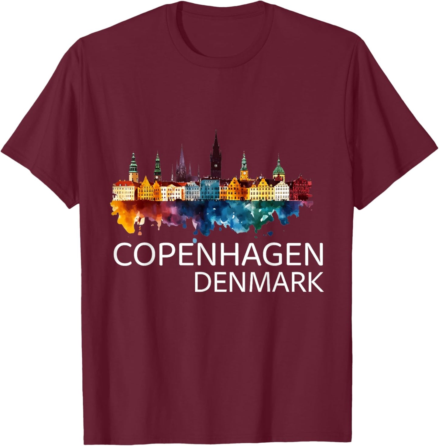 Copenhagen Souvenir Denmark Skyline Proud Danish Men Women T-Shirt - T-Shirt | Maroon