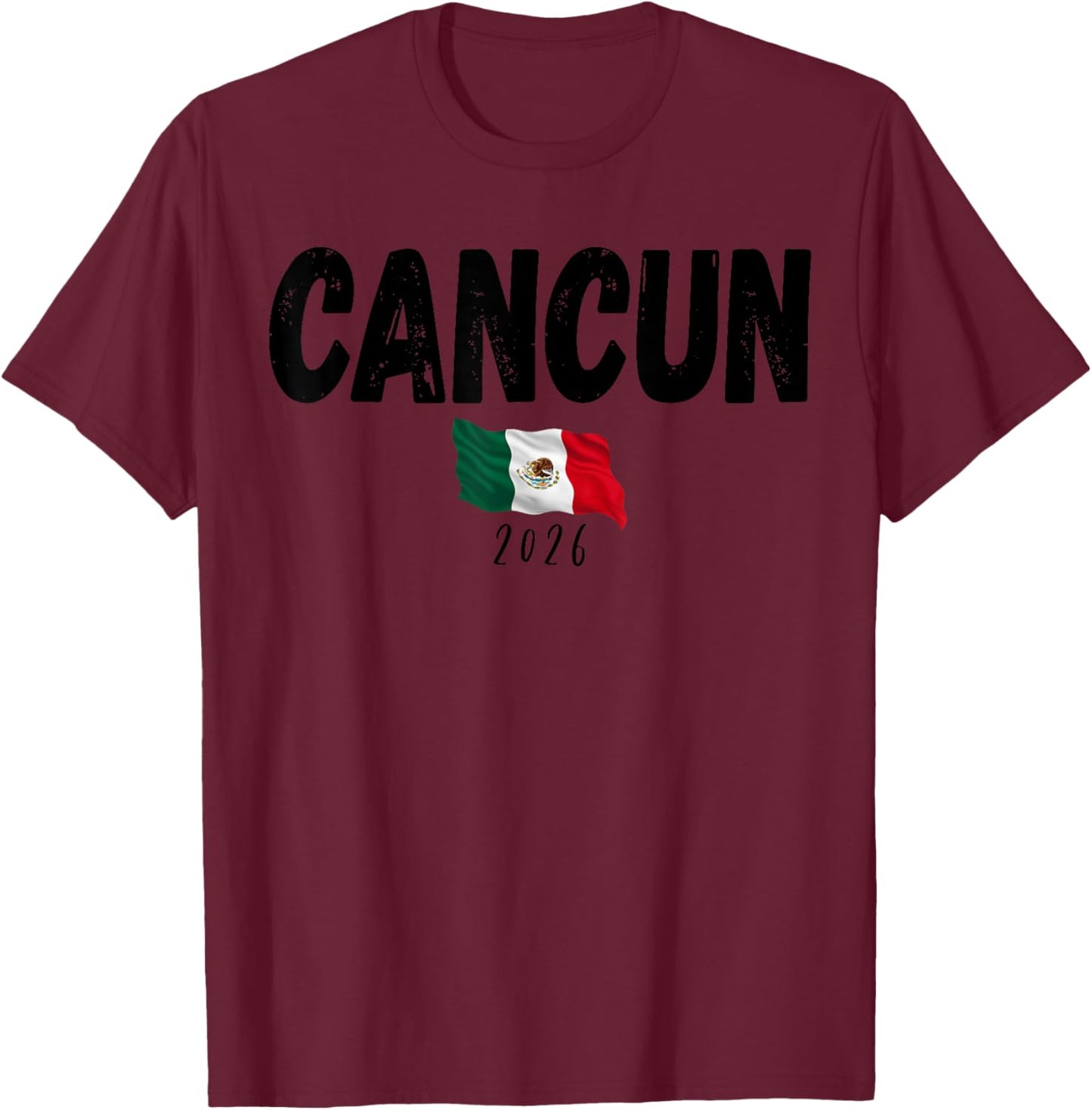 Cancun Souvenir 2026 Vacation Trip Mexico Travel Flag Group T-Shirt - T-Shirt | Maroon