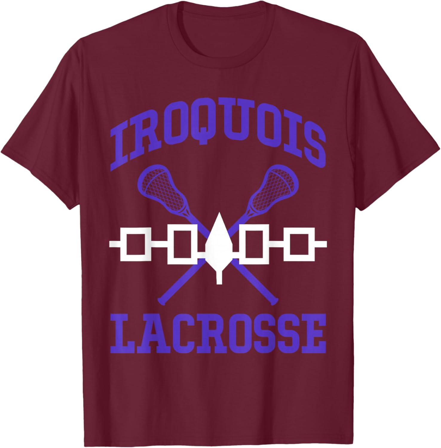 Iroquois Lacrosse Lax Sticks Iroquois Nation Flag T-Shirt - T-Shirt | Maroon