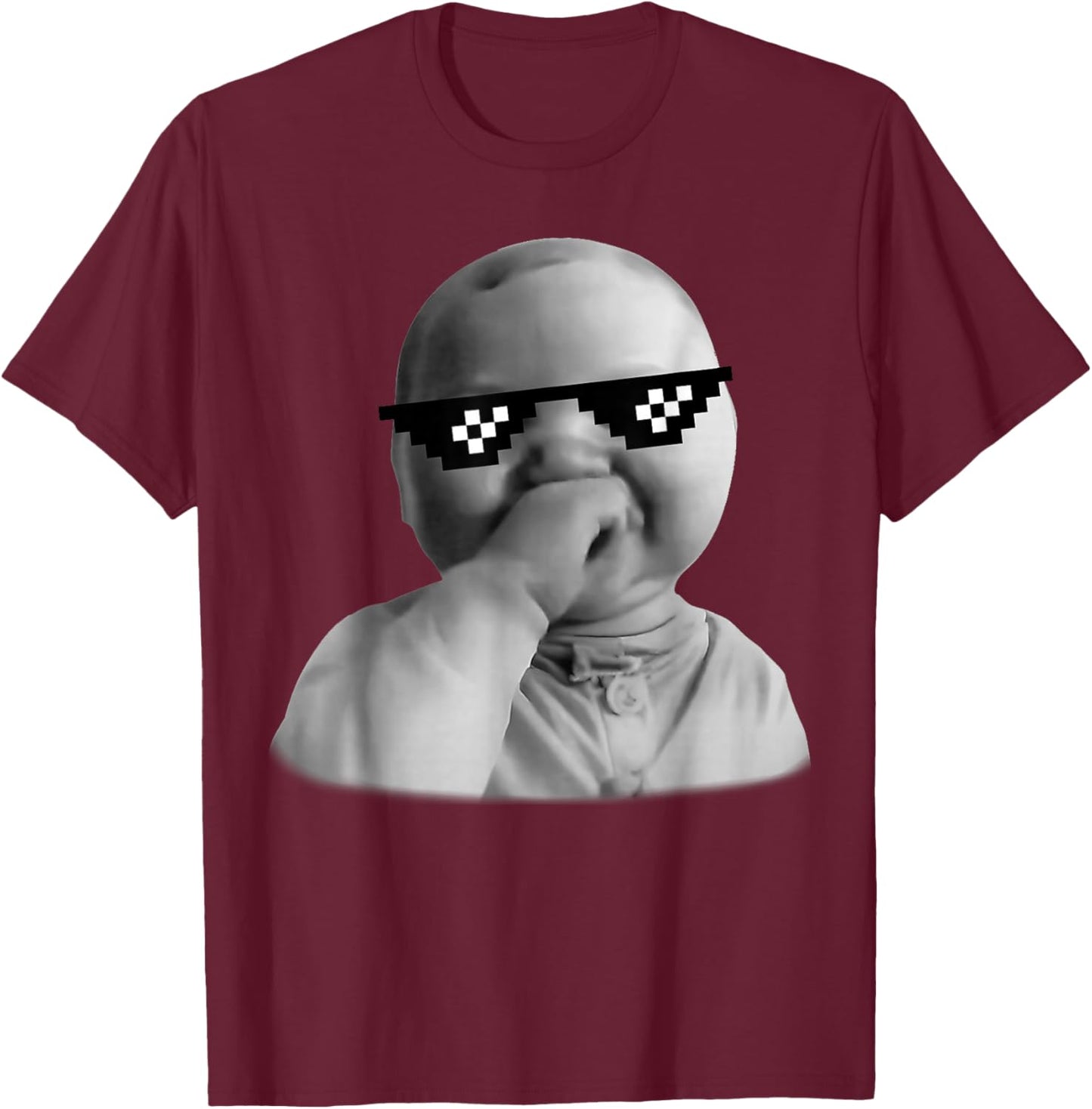 Ai Baby Meme Funny Laughing Baby Baby Meme Brainrot T-Shirt - T-Shirt | Maroon
