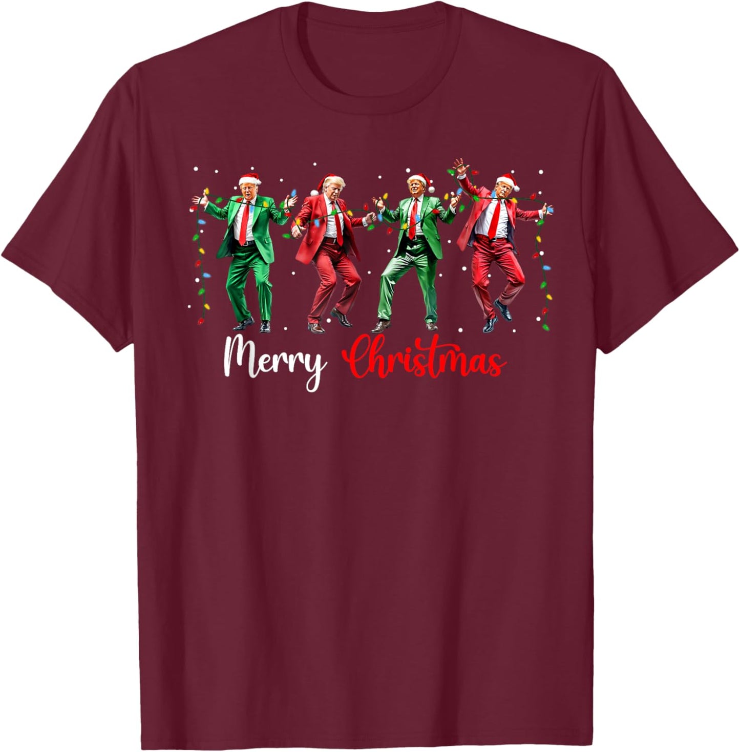 Funny Trump Dance Santa Claus Merry Christmas Pajamas YMCA T-Shirt - T-Shirt | Maroon