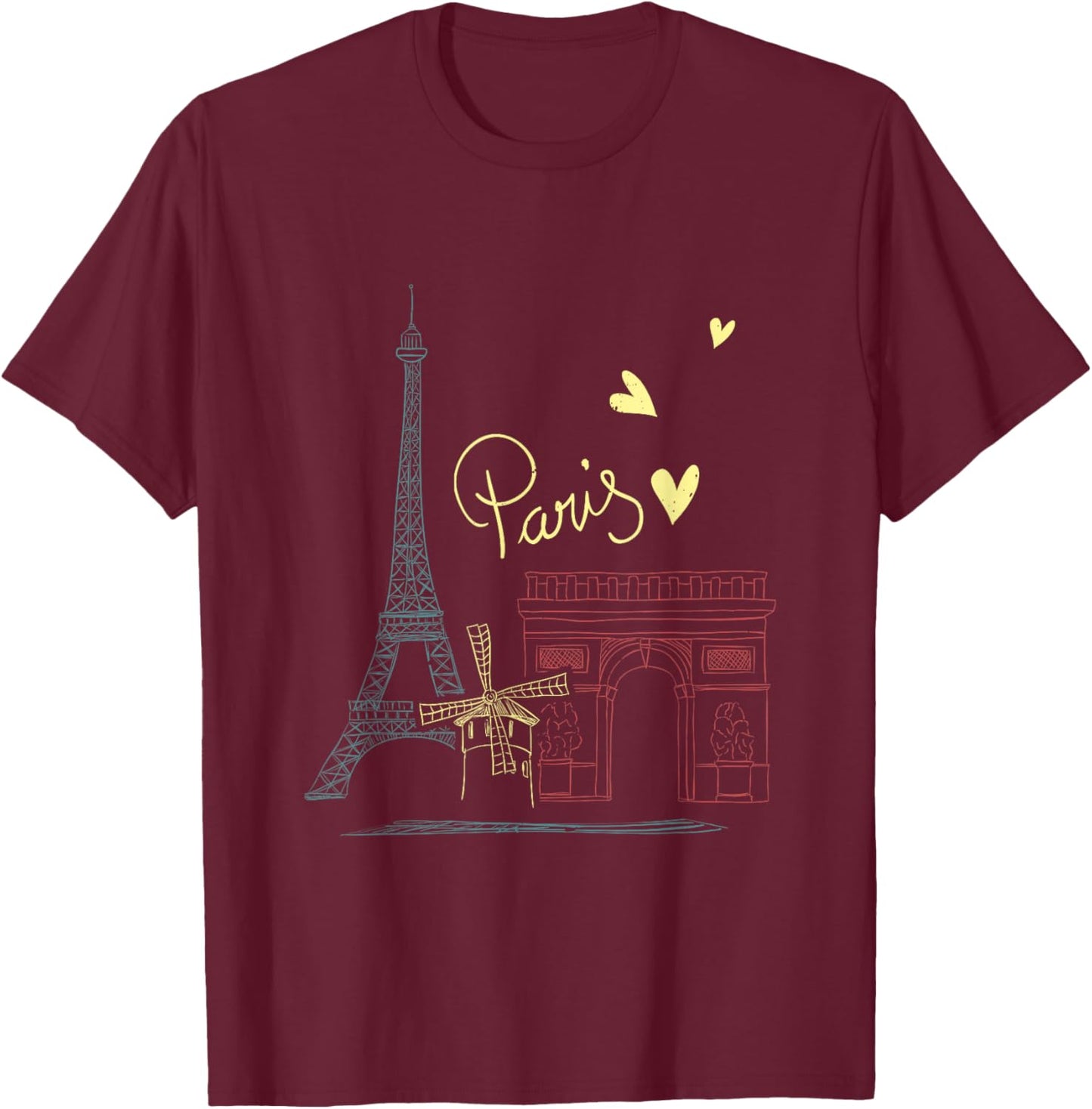 Paris Vacation France Holiday Eiffel Tower Love Paris T-Shirt - T-Shirt | Maroon