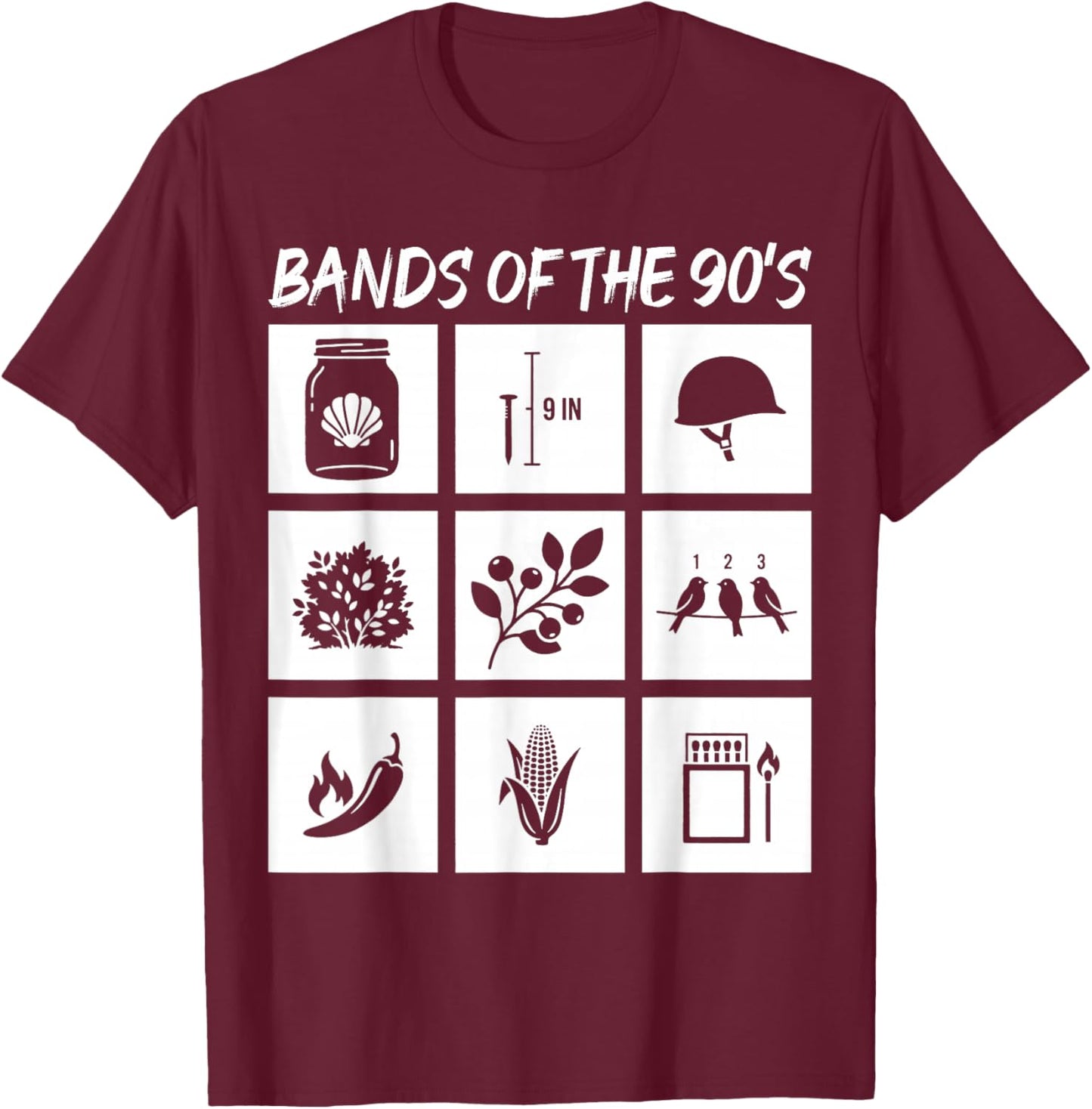 Bands of The 90s Rock Music Lover Heavy Metal Rock N Roll T-Shirt - T-Shirt | Maroon