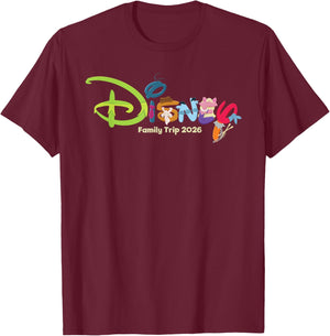 Disney Family Trip 2026 The Muppets Script Logo Vacation T-Shirt - T-Shirt | Maroon