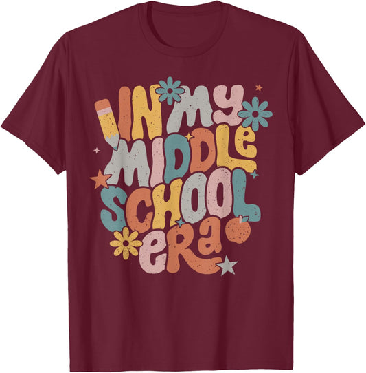 In My Middle School Era 5th Grade Graduation Back To School T-Shirt - T-Shirt | Maroon