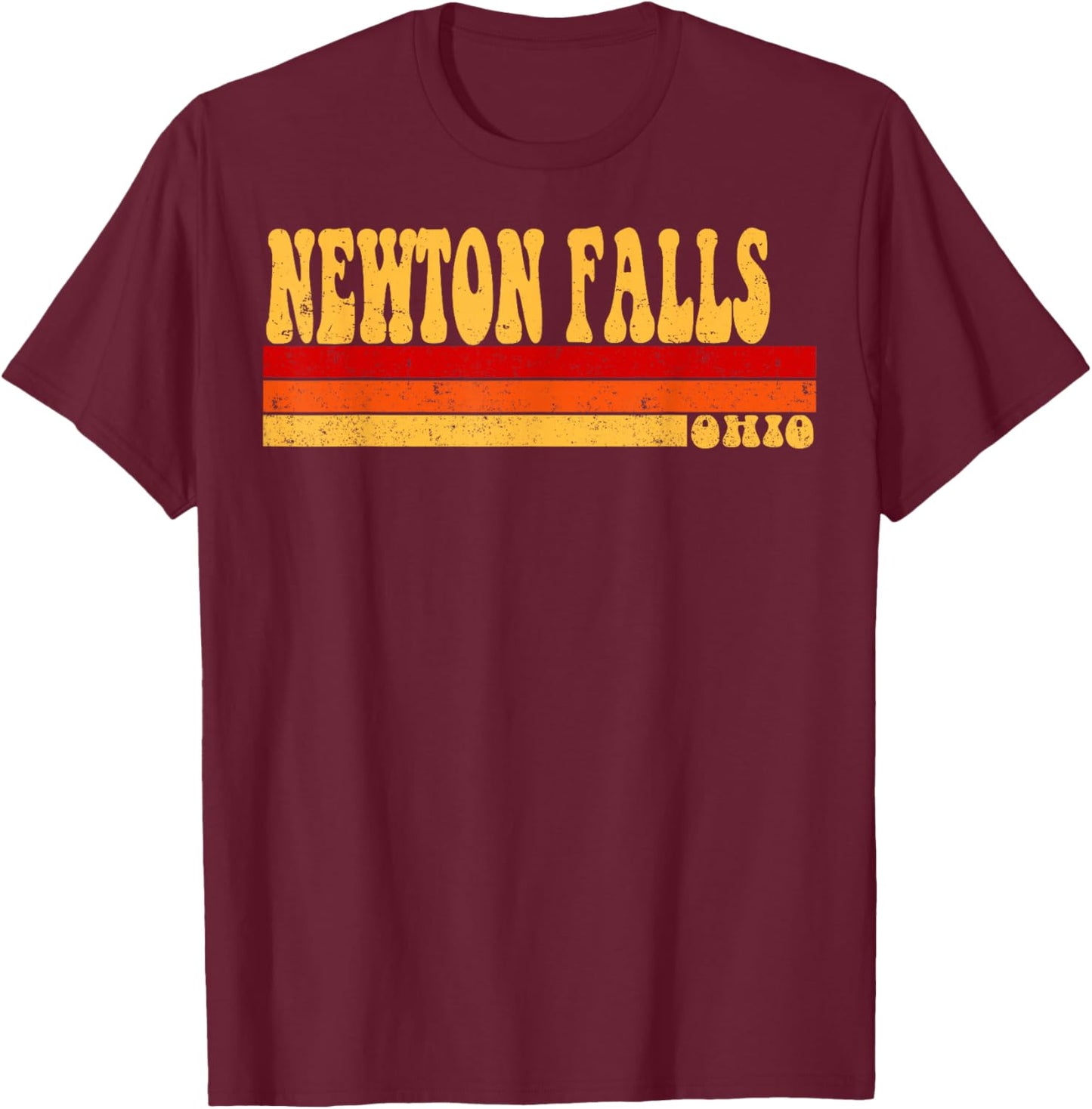 NEWTON FALLS Ohio City Vintage Roots Retro Design 70s 80s T-Shirt - T-Shirt | Maroon