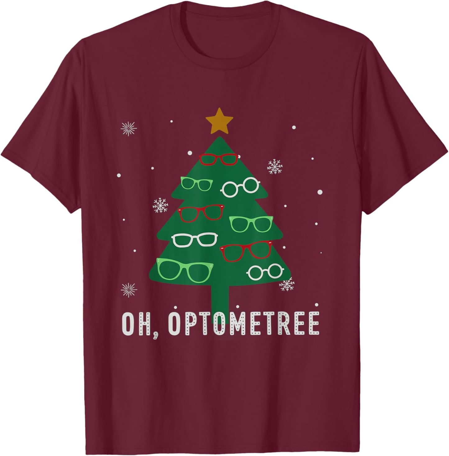 Oh Optometree Christmas Tree Optometry Student Eye Squad T-Shirt - T-Shirt | Maroon