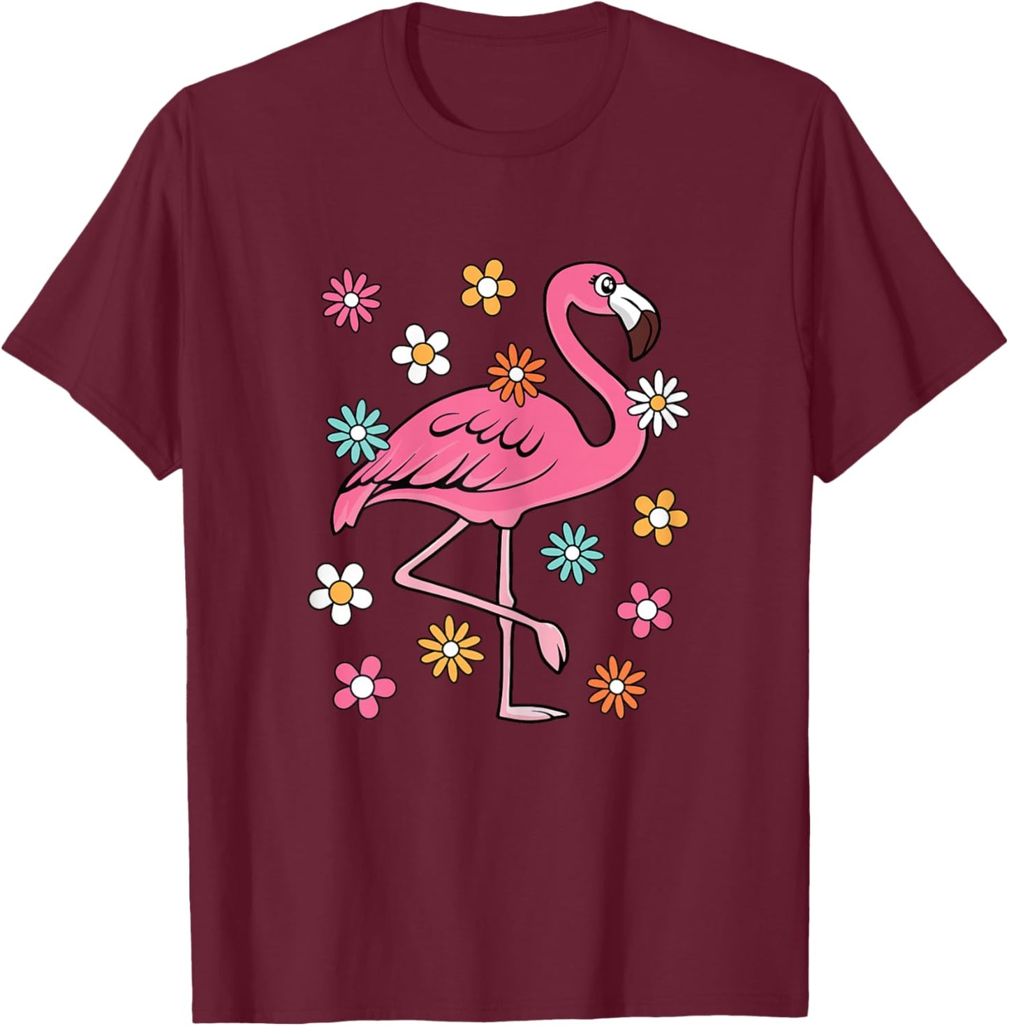 Cute Flamingo Lover Beach Groovy Party Women Girls Kids T-Shirt - T-Shirt | Maroon