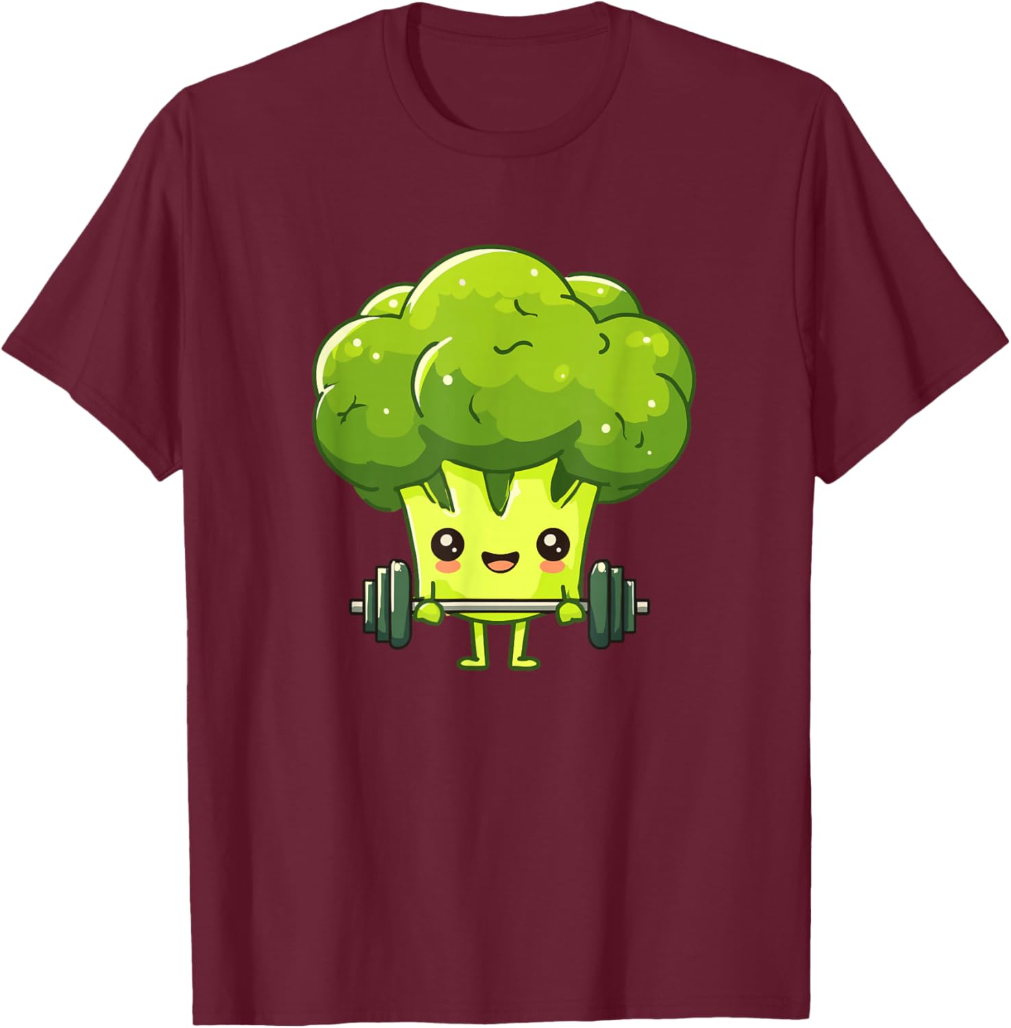 Broccoli Weightlifting Funny Fitness Vegan T-Shirt - T-Shirt | Maroon